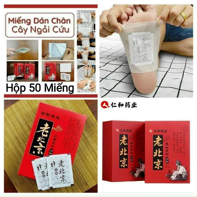 Miếng Dán Chân Ngải Cứu Thải Độc Lão Bắc Kinhc( Hộp 50 miếng ) Cao Dán Thải Độc