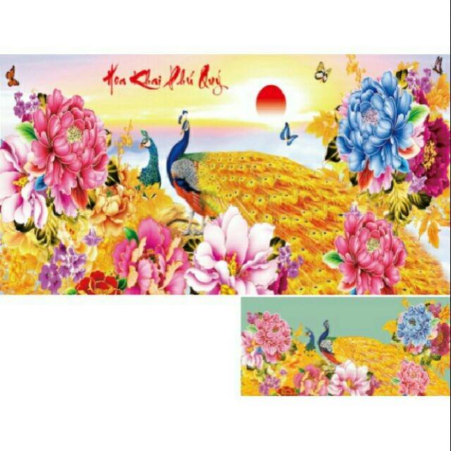 TRANH ĐÍNH ĐÁ HOA KHAI PHÚ QUÝ 111x50cm