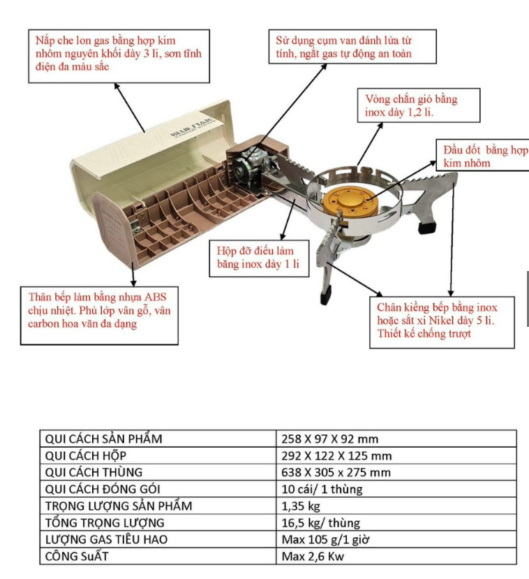 BẾP GA DU LỊCH GẤP GỌN BS-199CA CAO CẤP