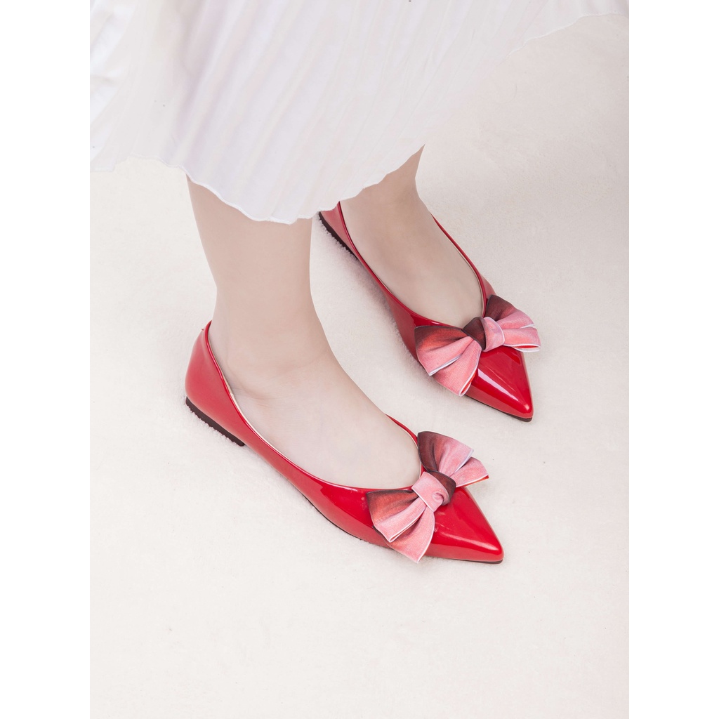 Giày Búp Bê Nữ Mũi Nhọn Phối Nơ Pixie H050