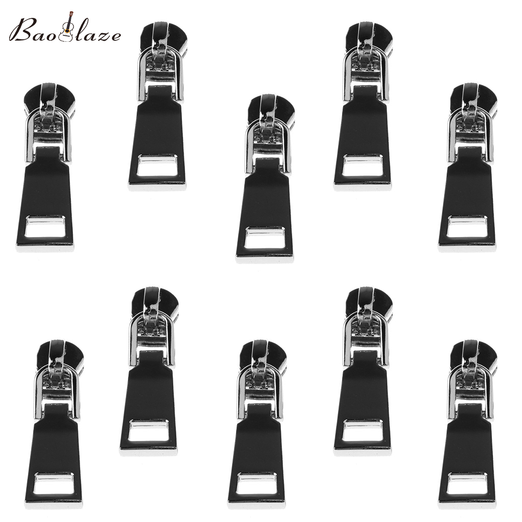 Baoblaze 10x #5 New Zipper Slider Pull Metal Zipper for Broken Jacket Backpack Quick Fix