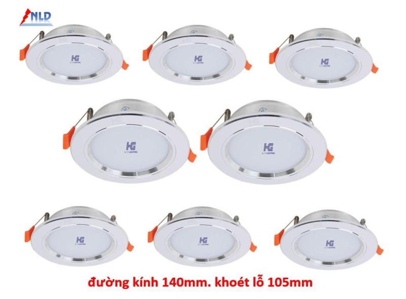 Combo 8 Đèn led âm trần viền bạc 9W - 3 màu 3 chế độ HG