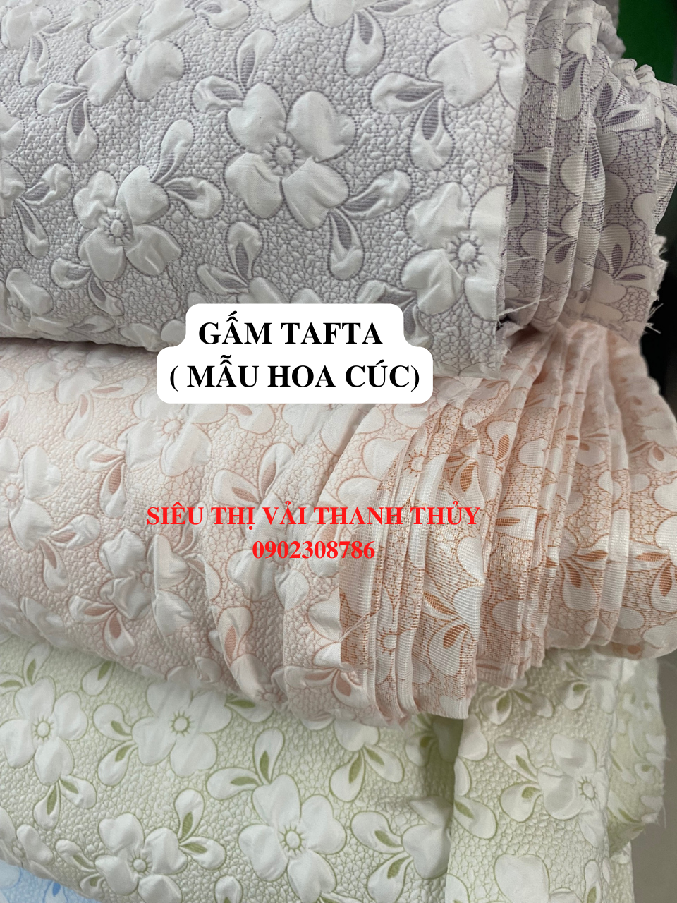 GẤM TAFTA 2 DA ( MẪU HOA CÚC)
