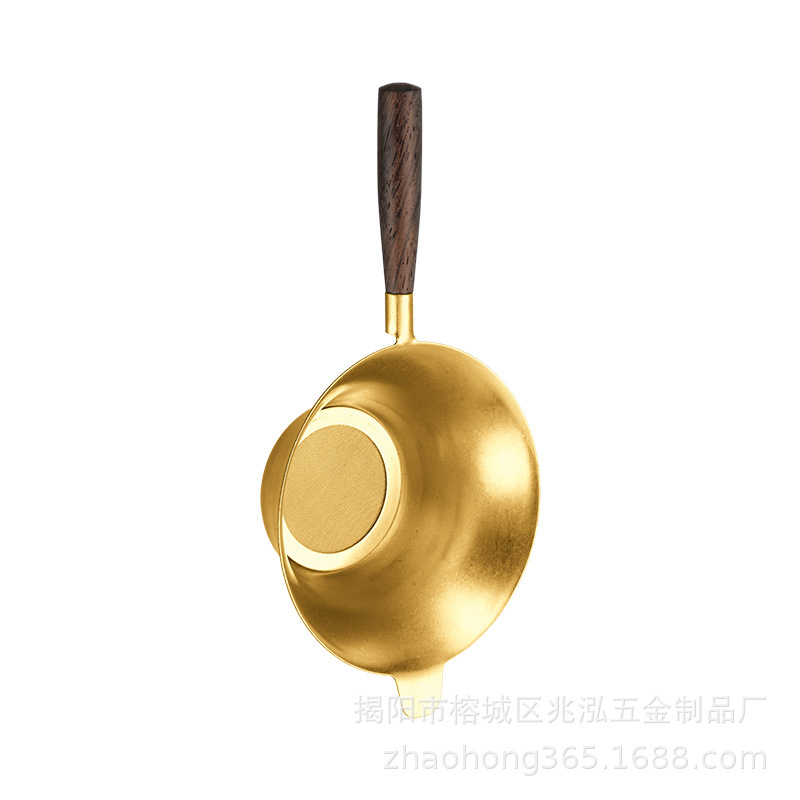 Lọc trà inox 304, cán gỗ mun sang trọng - lọc trà cám, cặn trà nhỏ
