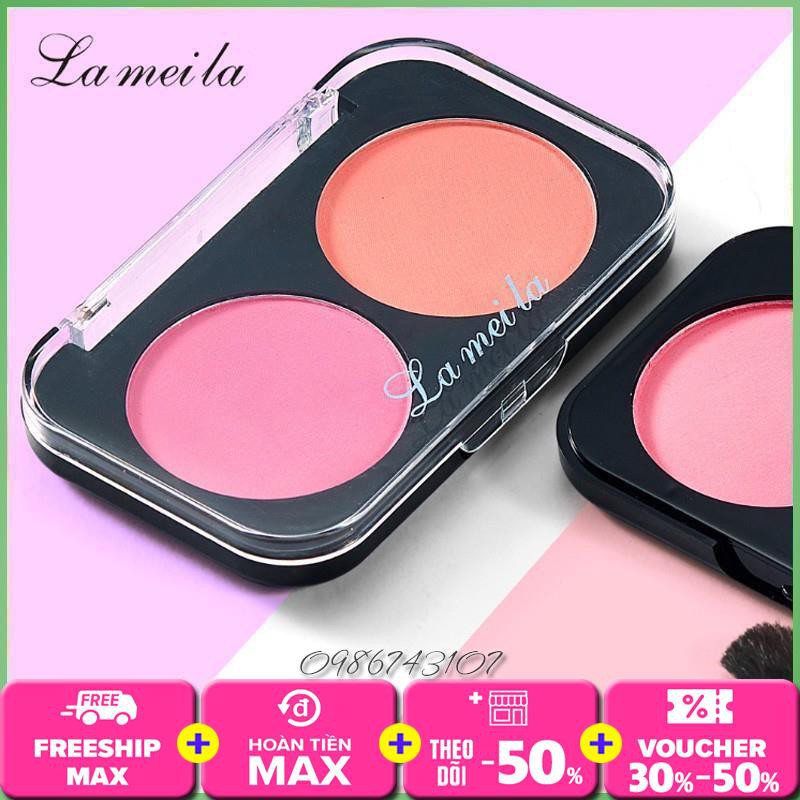 Phấn má hồng hộp 2 ô màu Lameila