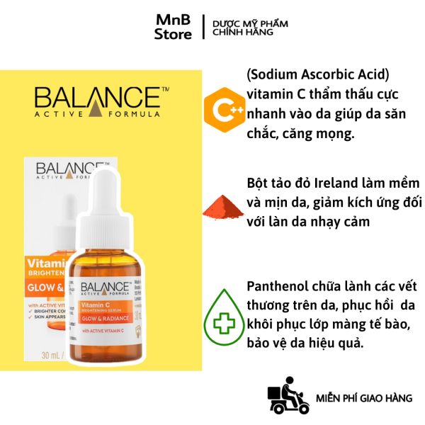 Serum Vitamin C Balance Dưỡng Sáng Da Mờ Thâm Active Formula 30ml