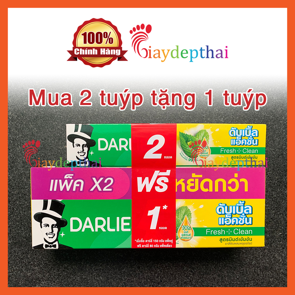 Kem đánh răng darlie thái lan hộp 2 tuýp 150g tặng 1 tuýp 80g