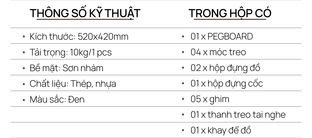 Bảng treo đồ Pegboard HyperWork Aster | PG02
