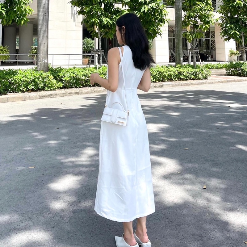 [Nhập mã LAZFASHION34-giảm 15% tối đa 99k/600k]SAP-Đầm dài cổ yếm thanh lịch
