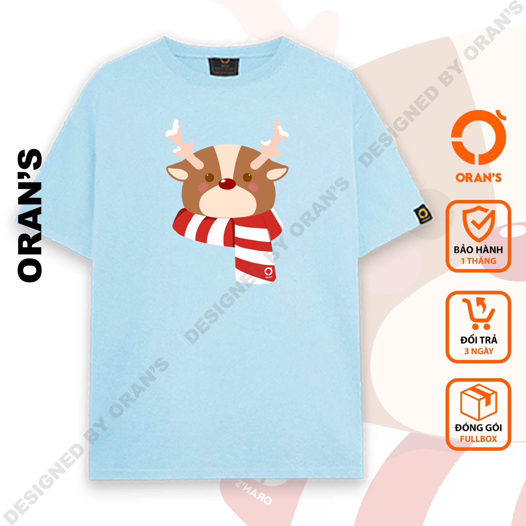 Áo thun tuần lộc noel chất cotton 4c cao cấp fullbox orans - oran's tee christmas