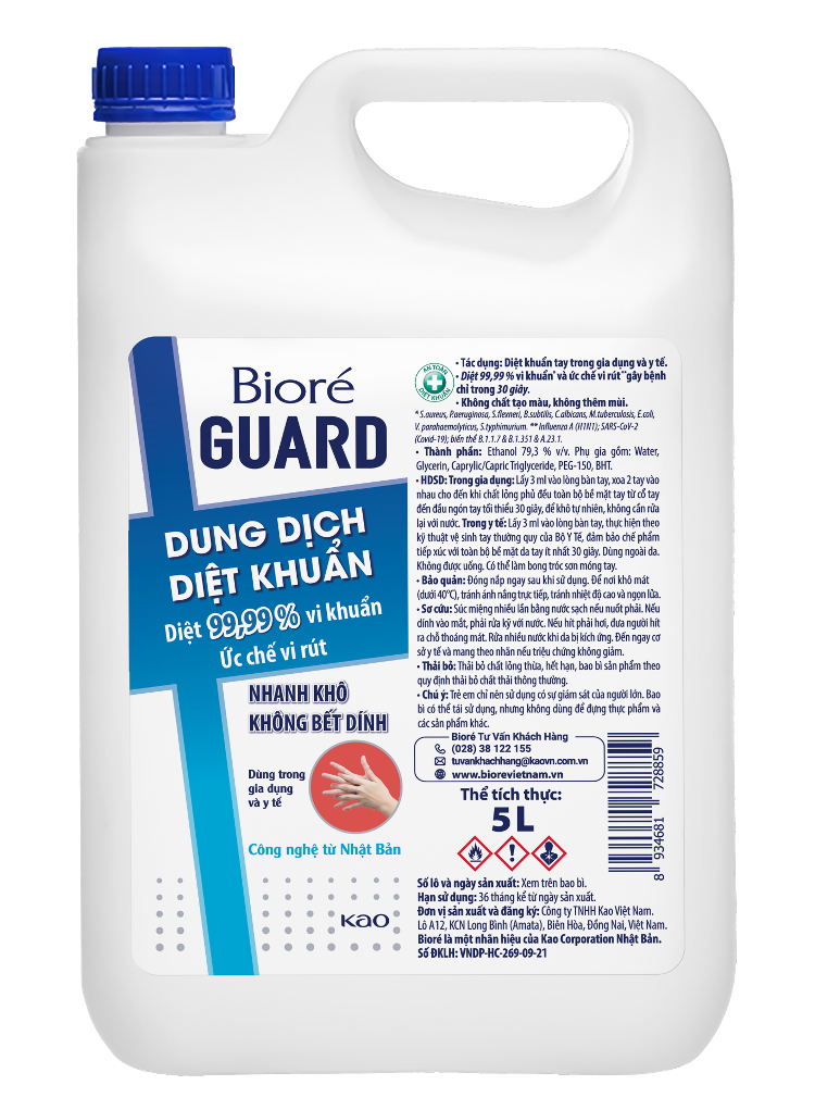 Dung dịch diệt khuẩn Bioré GUARD 5L