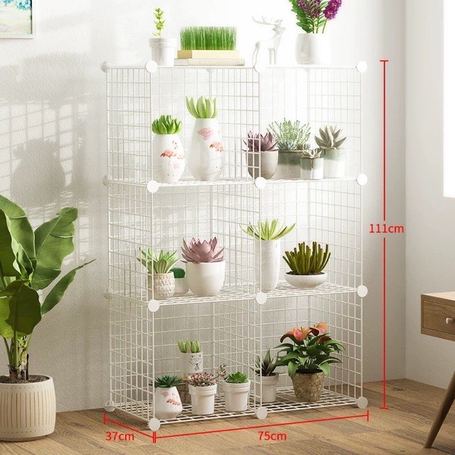 Kệ lưới sắt 6 ô - kệ sách , quần áo , đầu giường