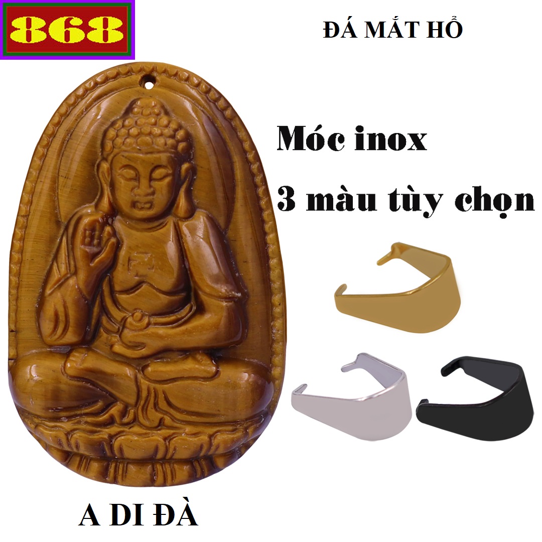 Mặt Phật A Di Đà Đá mắt hổ - Hộ mệnh tuổi Tuất, Hợi - Size phù hợp cho nam và nữ