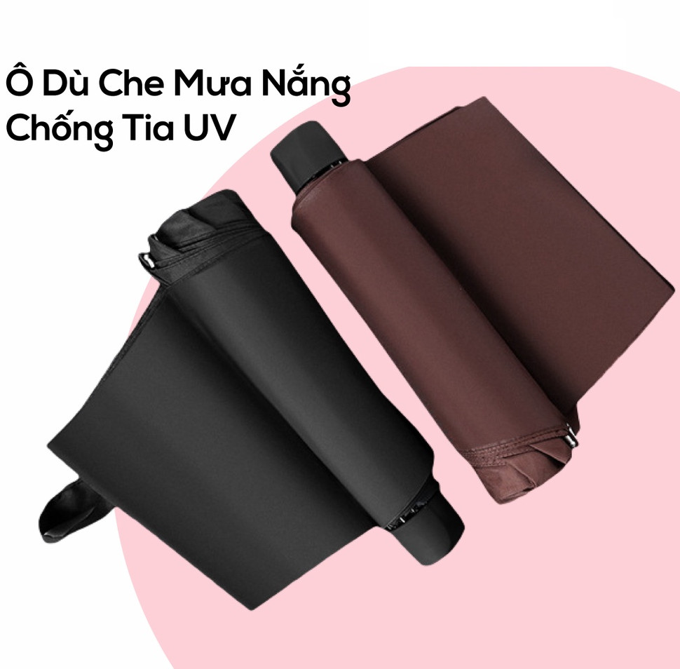 Ô Dù Đi Mưa Che Nắng Chống Tia UV Gấp Gọn Cao Cấp - Ô Che Mưa Đi Nắng Phủ Chống Tia UV Chống Thắm Nước Màu Pastel Tiện Lợi