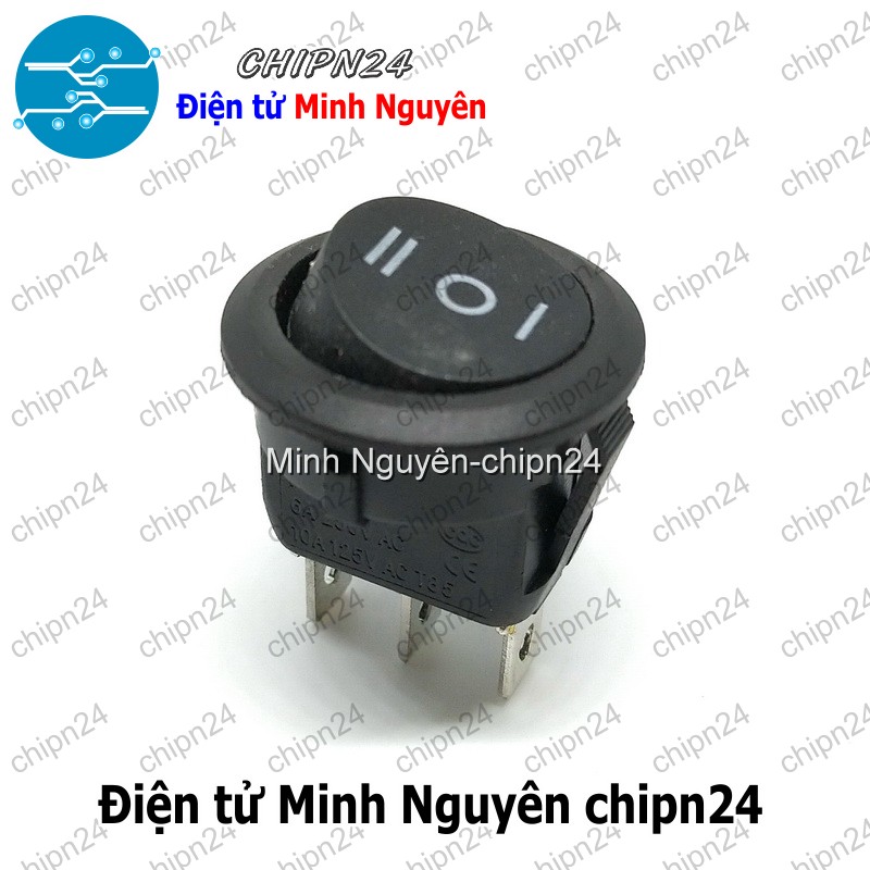 [2 cái] (F98.5) Công tắc Tròn Dẹp 20MM Đen 3 Chân 3 Vị Trí (6A 250VAC) (CTTD3C) - HH004164