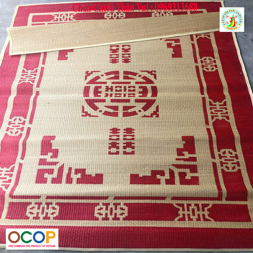 Chiếu Cói In Gấm - Chiếu Cói Thái Bình In Gấm Kích Thước 1m8x2m