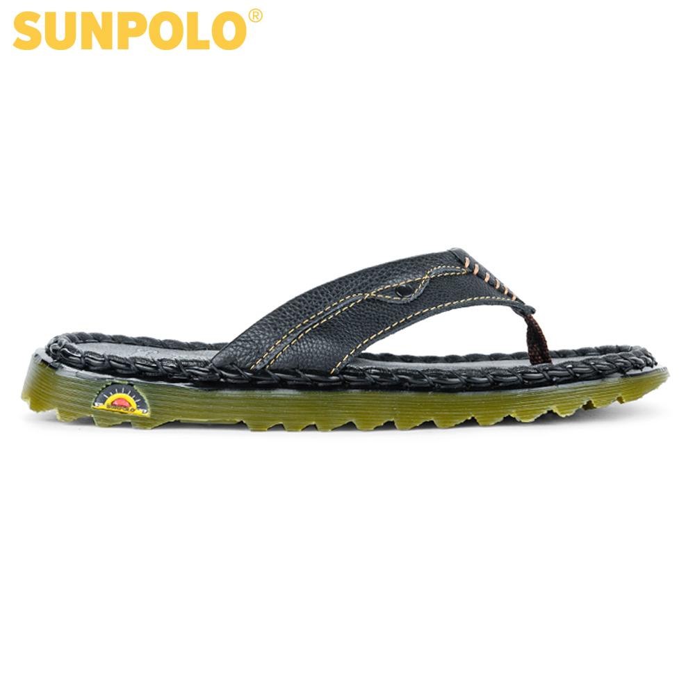 Dép Kẹp Nam Da Bò SunPoLo DRS21D (Đen)