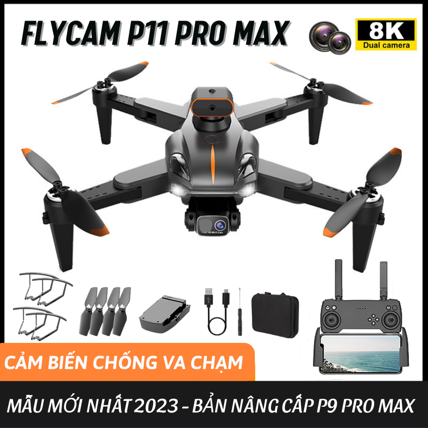 Flycam P11 Pro Max - Fly cam giá rẻ - Drone - Flaycam - Máy Bay Điều Khiển Từ Xa 4 Cánh Có Camera Kép 4K Quay Phim, Chụp Ảnh Chống Rung, Đèn Led Quay Ban Đêm.