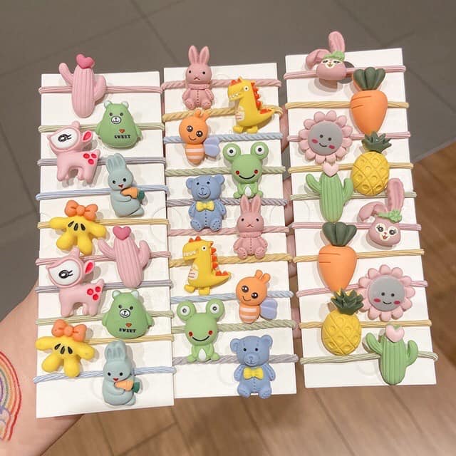 Dây buộc tóc siêu xinh dễ thương cho bé gái (set vỉ 10 chiếc)