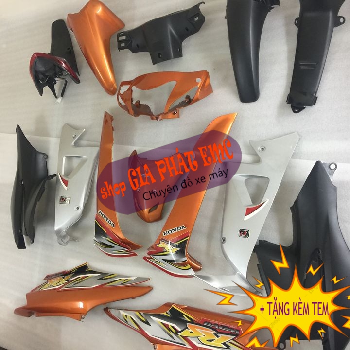 Dàn áo màu CAM đời 2006-2016 [ TẶNG TEM] xe Wave S100 - Wave RS - Wave alpha ,cao cấp - bền đẹp