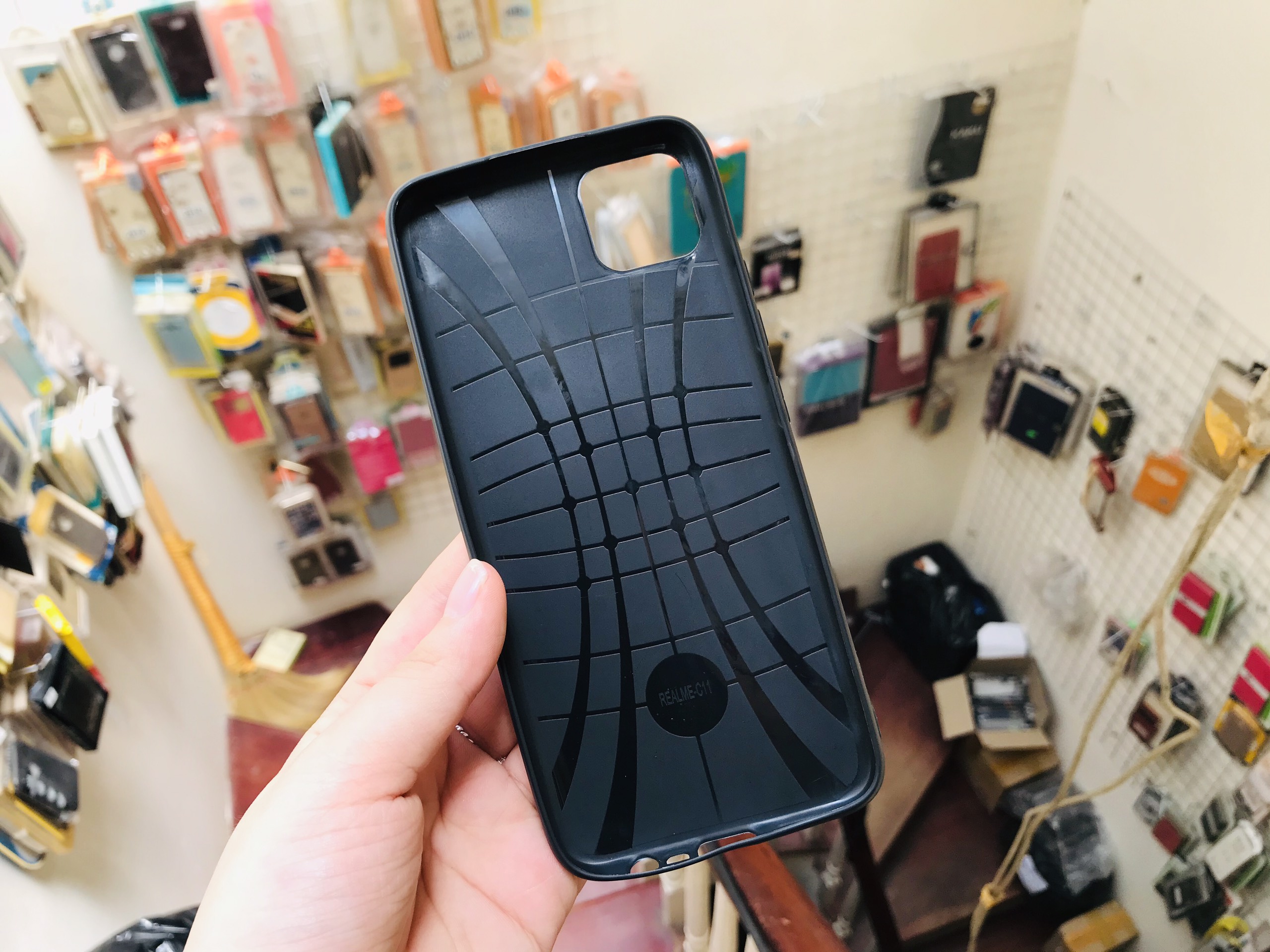 Ốp dẻo giả da đen cho realme c11