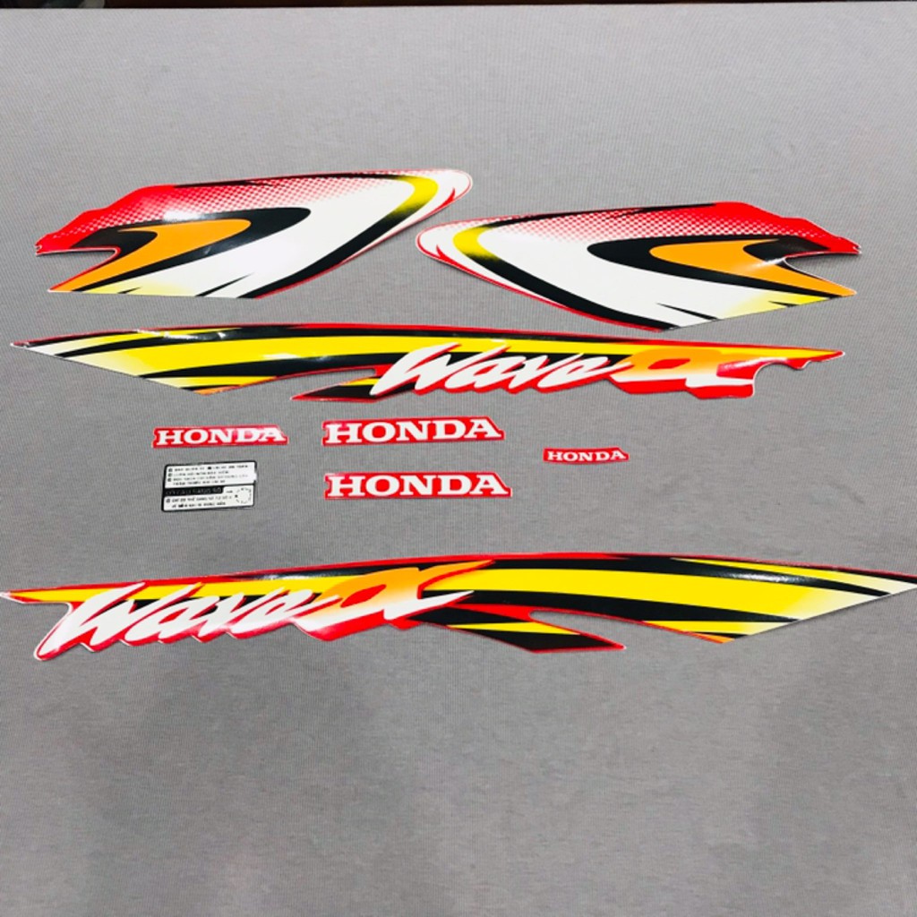 Trọn bộ tem rời dán xe máy Honda Wave Alpha nhỏ 2000 màu đỏ