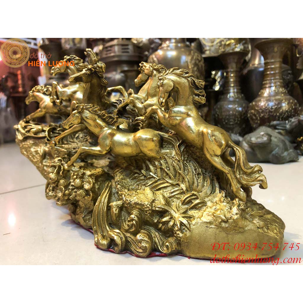 Tượng Bát Mã Phi Thiên Bằng Đồng Phong Thủy Dài 30cm, Cao 17cm Nặng 2kg - Mã Đáo Thành Công