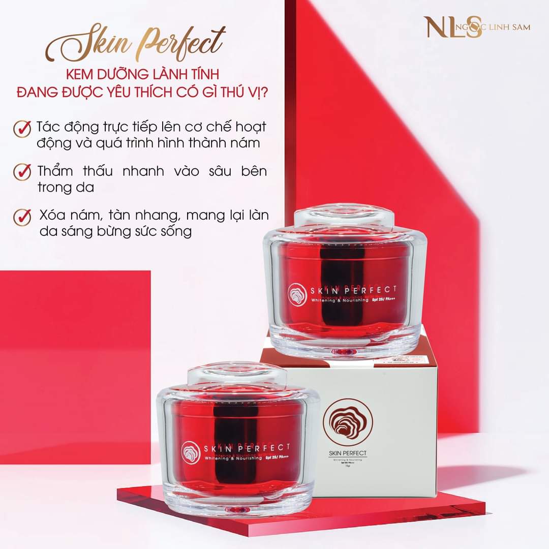 Bộ đôi dưỡng trắng da hết thâm mờ nám Ngọc Linh Sâm - kem face skin perfect linh chi căng bóng và serum orga
