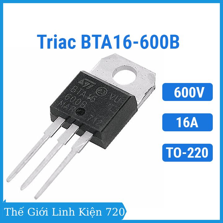 Bta16-600b to220 600v 16a triac bán dẫn 3 cực 5 lớp