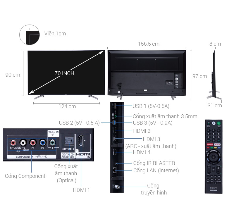 Tivi Sony 4K 70 inch KD-70X8300F