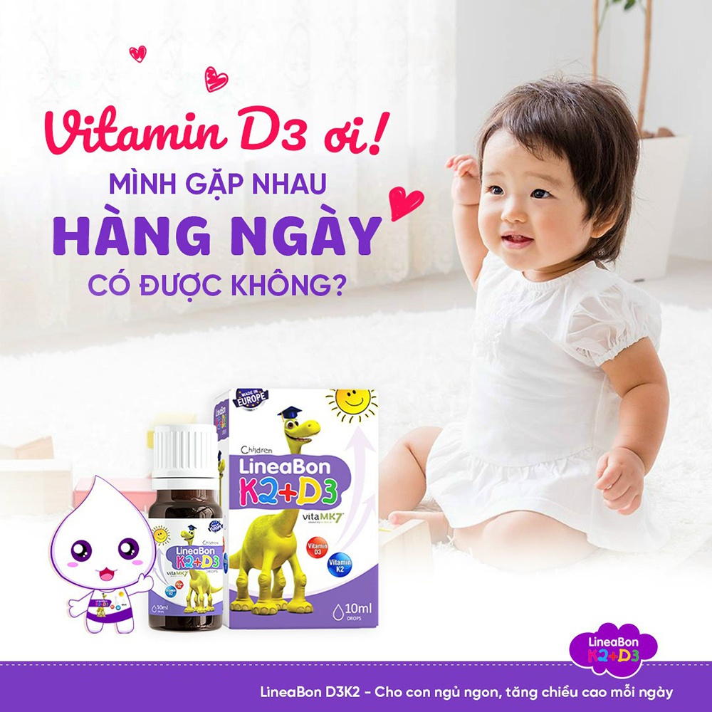 Vitamin D3 giúp tăng chiều cao cho bé Lineabon K2+D3