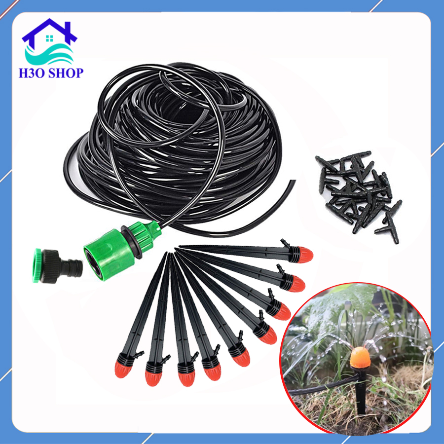 Trọn bộ tưới cây nhỏ giọt 20 đầu béc 8 tia liền que cam (loại cao cấp) và 20m dây ldpe loại tốt (có thể tùy chọn số lượng bét theo nhu cầu)
