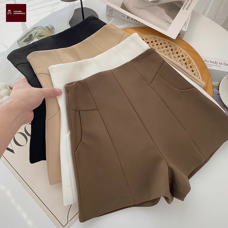 Quần Short Cạp Cao Cao Cấp Khóa Kéo Sau Quần sọt lưng cao cho nữ
