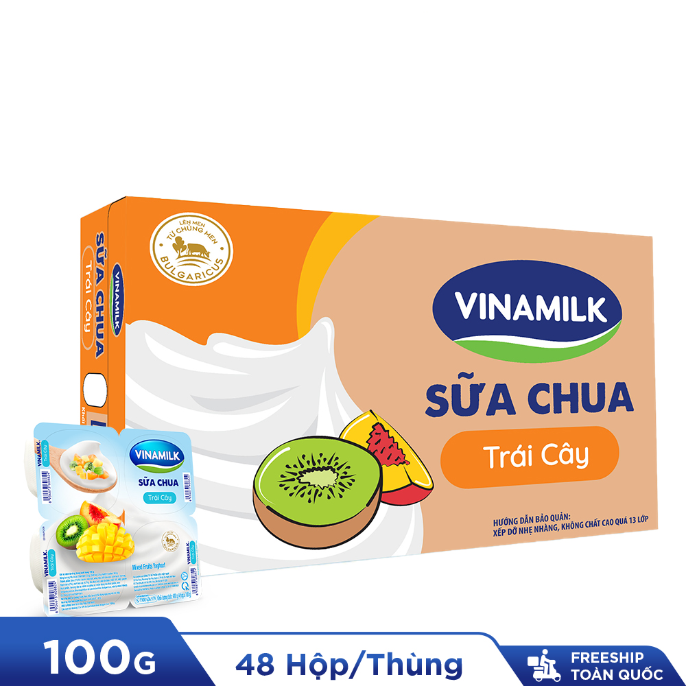 FREESHIP Toàn Quốc Thùng 48 hộp Sữa chua ăn Vinamilk Trái Cây - Yaourt 100g