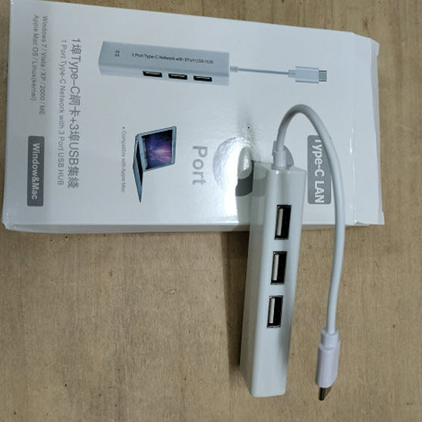 Cáp chuyển đổi USB type-C ra 3 cổng USb và cổng Lan RJ45
