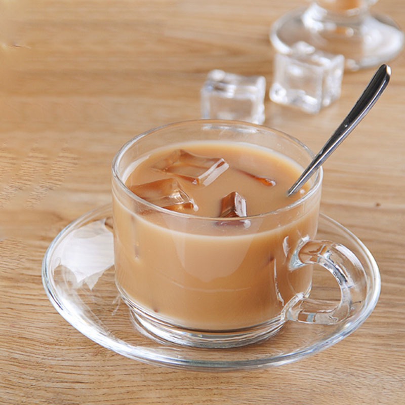 Bộ 6 ly thủy tinh Lotu's KHÔNG kèm dĩa, 6 ly thủy tinh có quai cầm ly uống trà, cafe