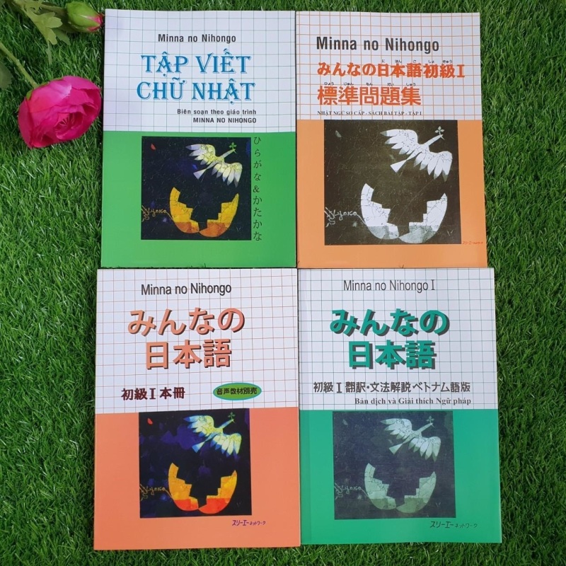 Combo 4 sách Minna No Nihongo Sơ Cấp 1 (Sách học + Bản dịch giải thích ngữ pháp + Bài tập + Tập viết)