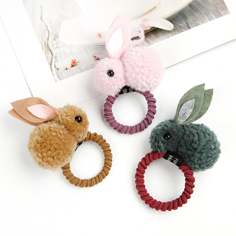 MULTI-COLOR RABBIT SHAPE HAIR TIES_Women's hair ties Rabbit hair ties Beautiful hair ties Animal hair ties Cute hair ties Cute women's hair ties Hair elastics Hair ties Elastic hair ties Elastic hair ties
