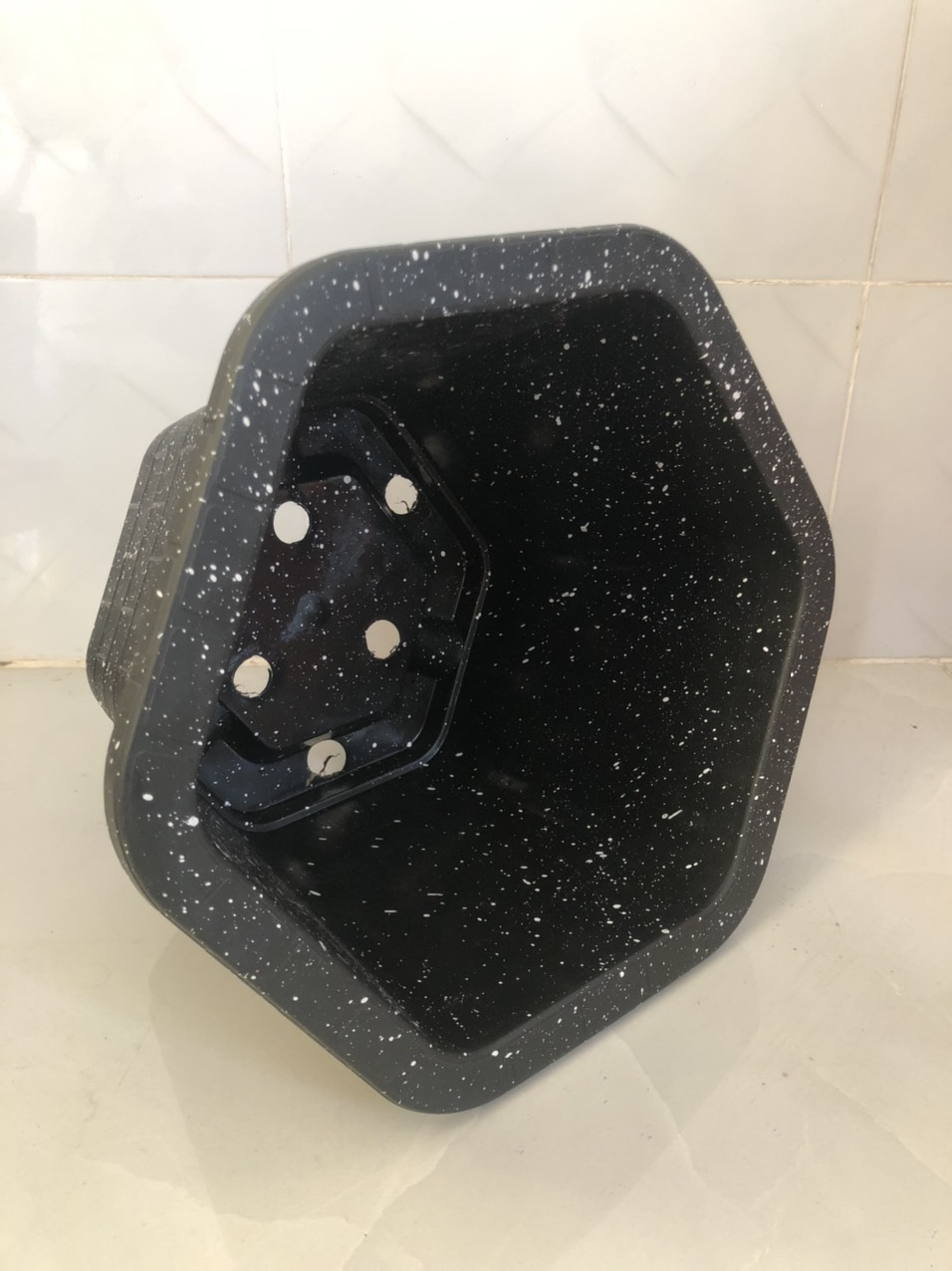 Chậu nhựa trồng cây 10 cái FA450 vân đá đen