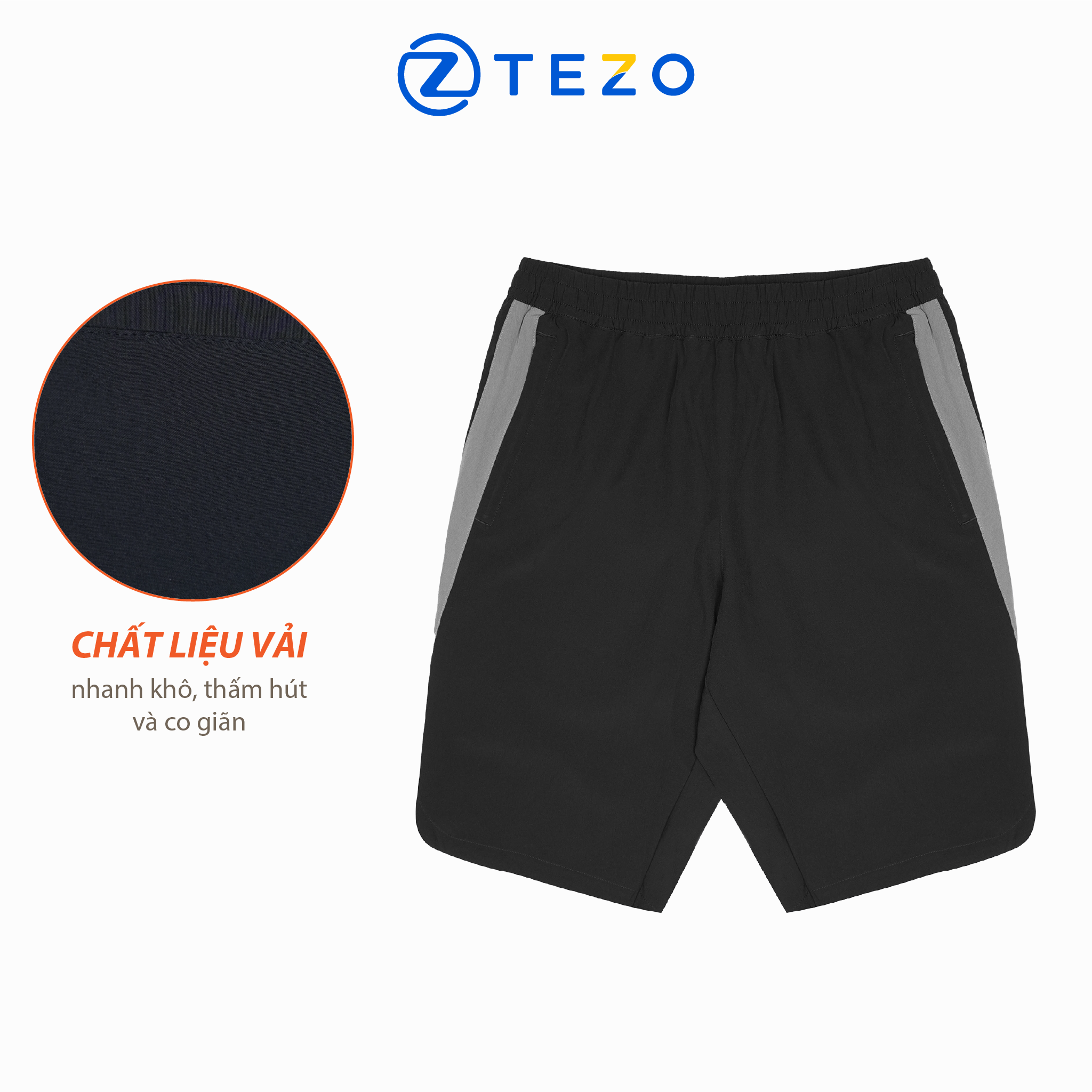 Quần đùi gió nam thiết kế phối dọc quần Tezo quần short nam 24QDGT007