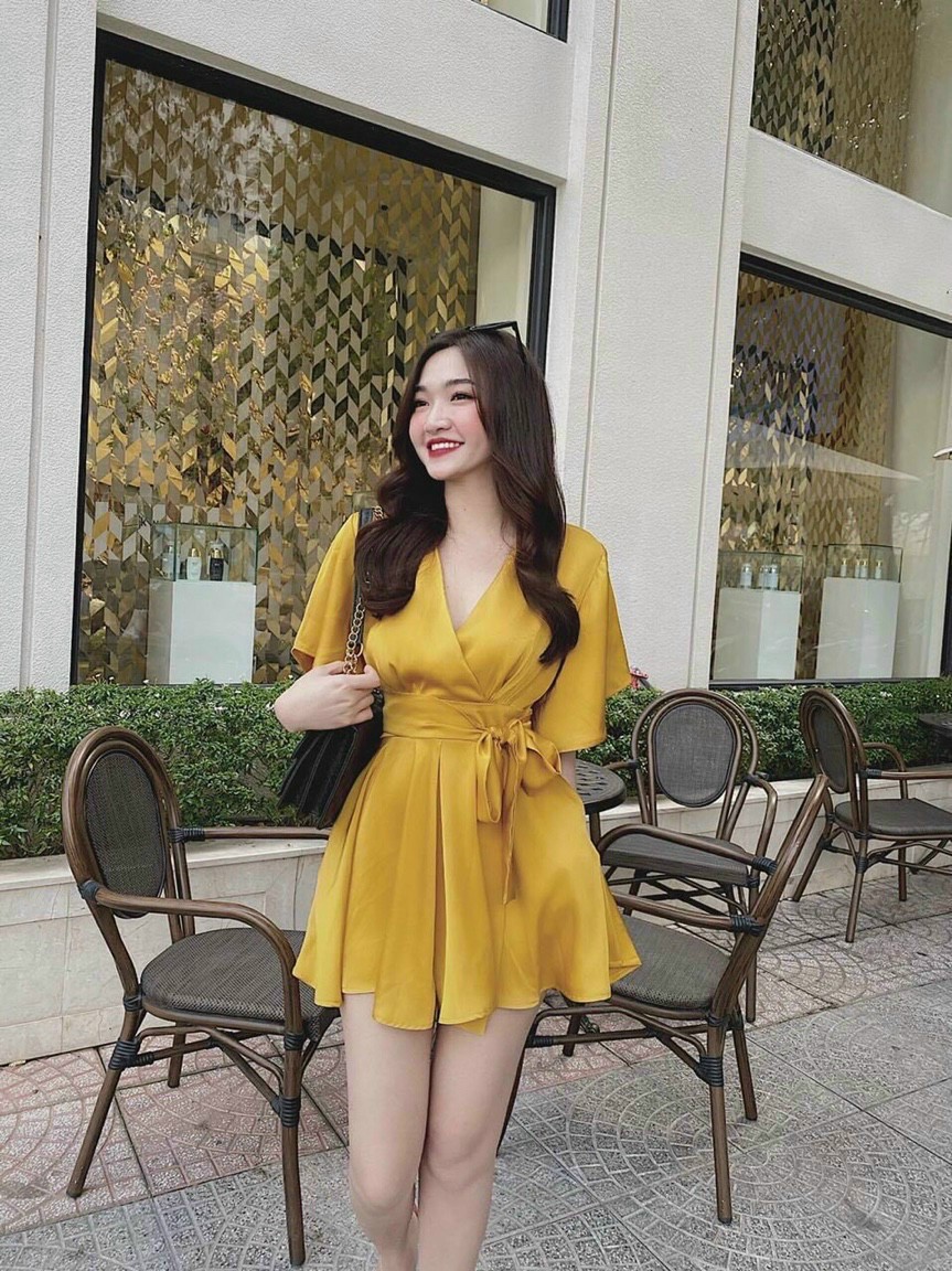 [ Hot New ] Đầm nữ chéo ngực thắt nơ eo - thiết kế chuẩn form dáng xinh - chất liệu lụa satin