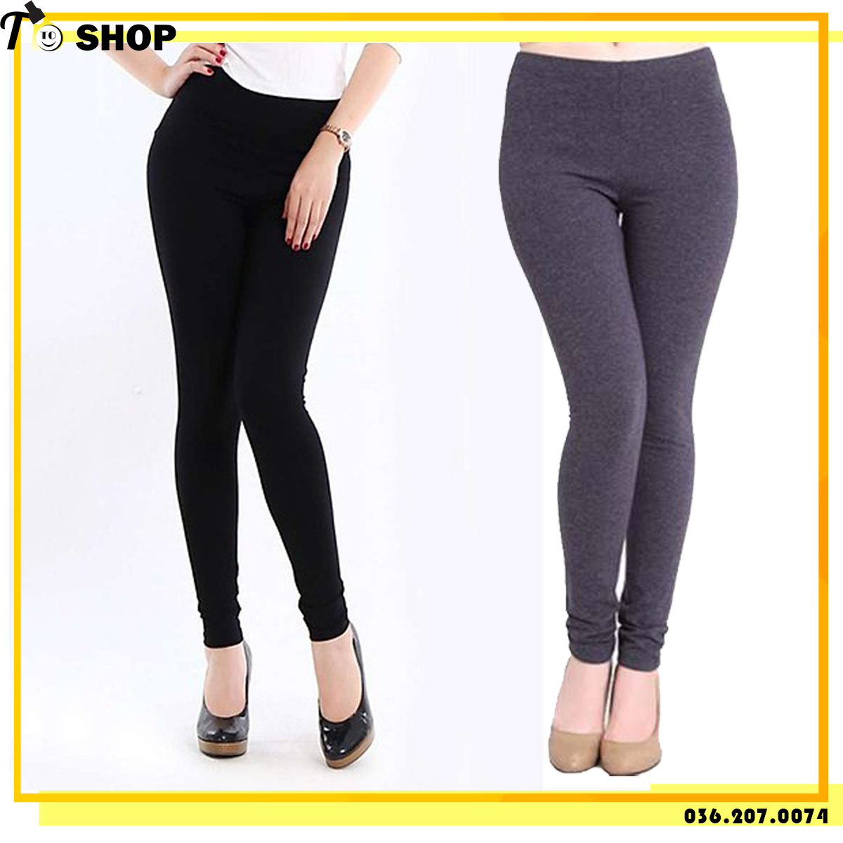 Quần legging trơn - thun nữ ôm body Đen - Xám