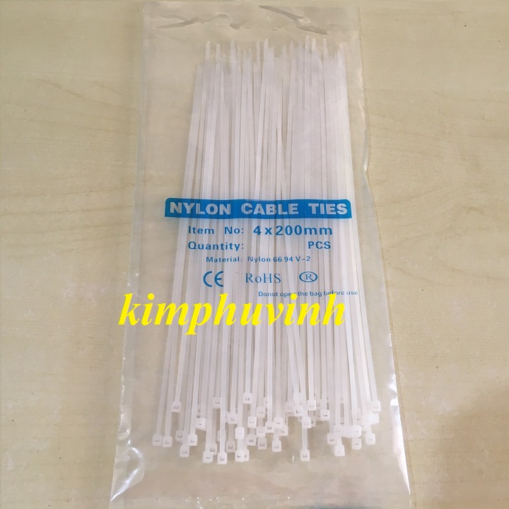 70 cộng/bịch - 4x200mm dây rút nhựa - dây zip - trắng