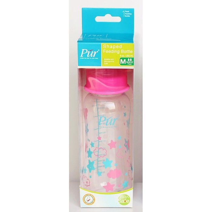 Bình sữa cổ thường thân thon có eo Pur 240ml