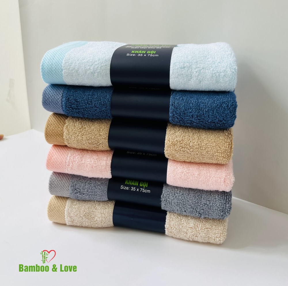 Khăn mặt, khăn gội sợi tre cao cấp Bamboo&love 35x75cm
