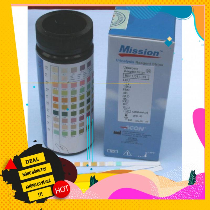 Que thử nước tiểu ACON Mission 10 thông số URS 10 hộp 100 test