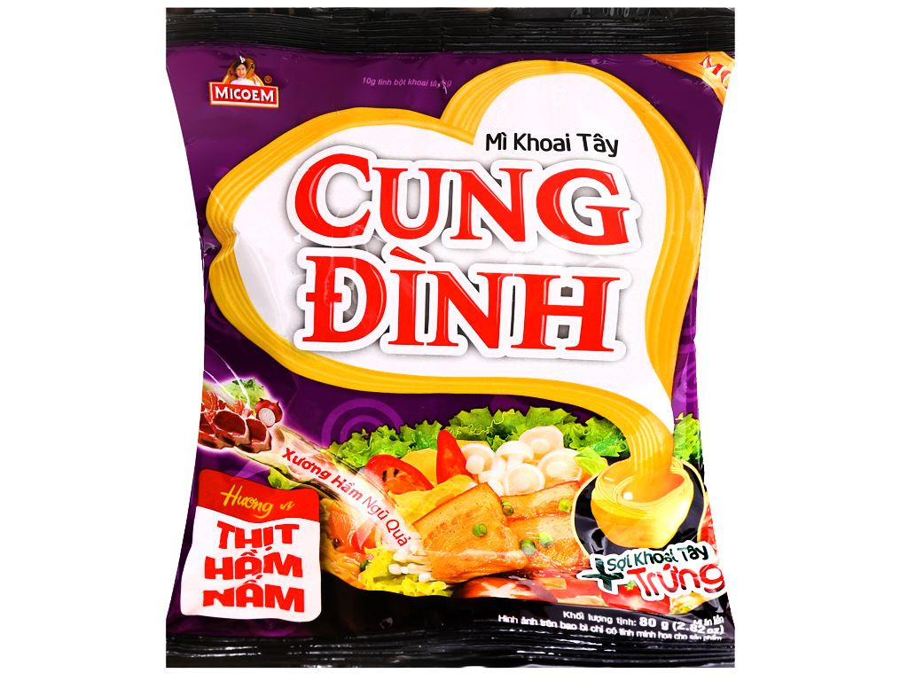 Mì khoai tây Cung Đình thịt hầm nấm (5 gói 80g)