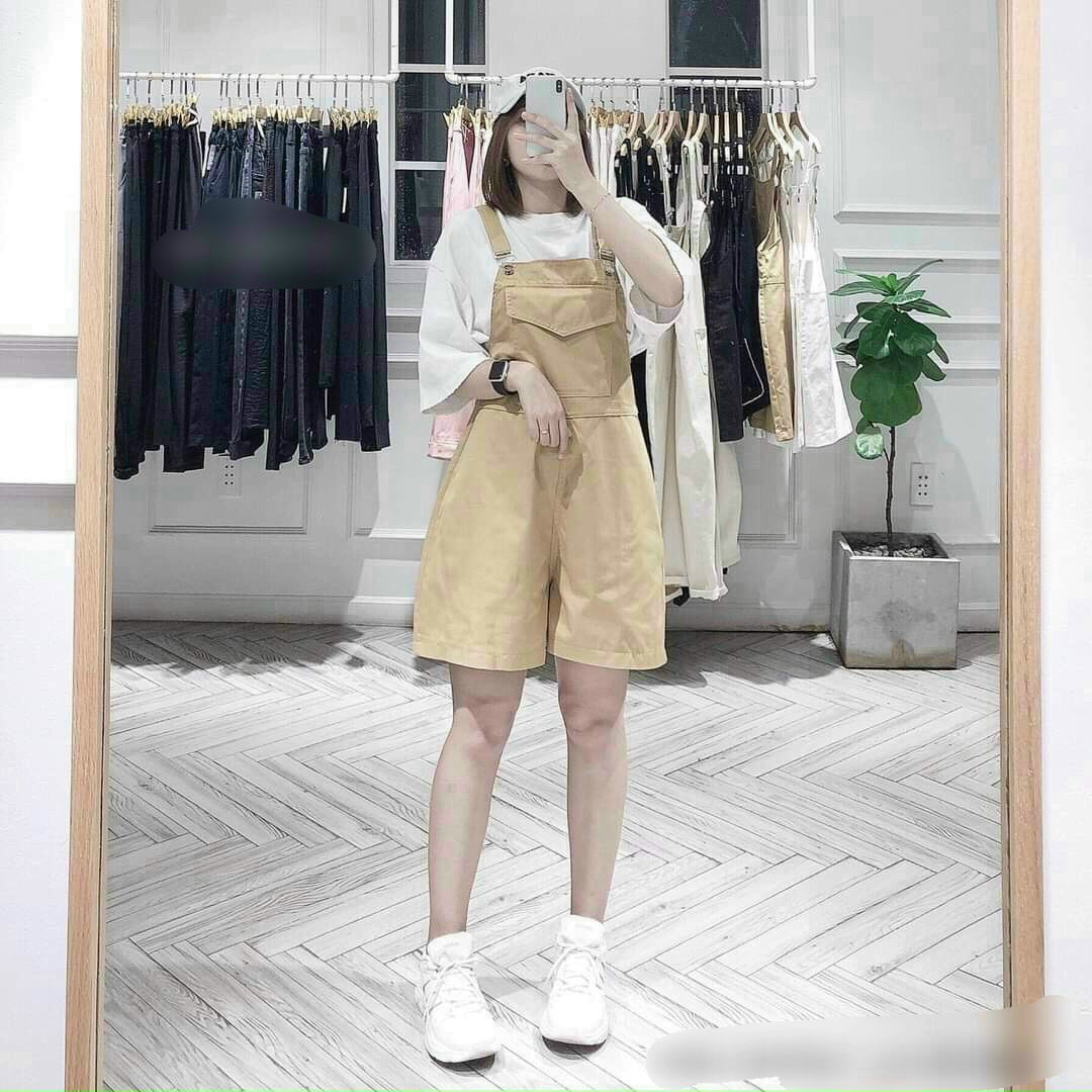 Quần Yếm Jeans Túi 2 Túi