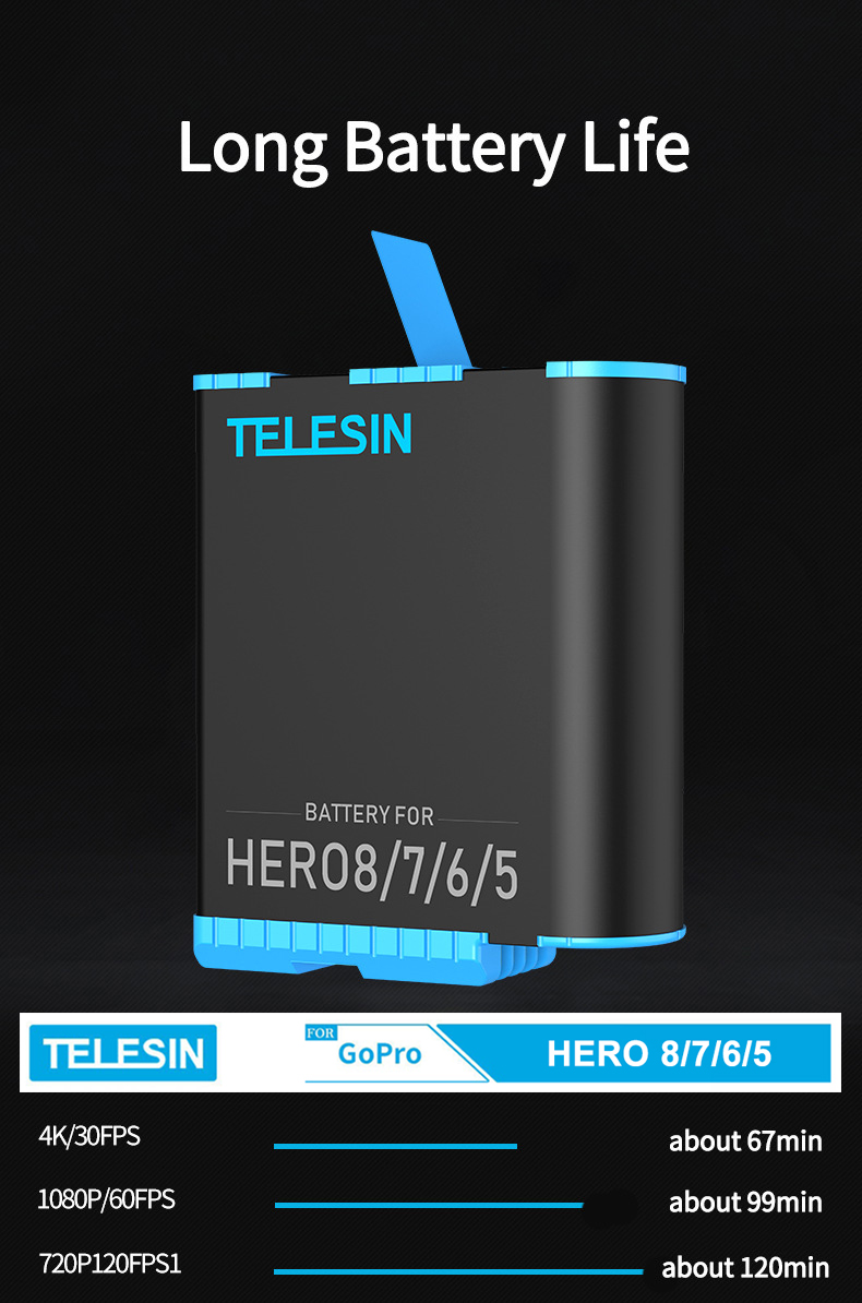 Pin Telesin cho GoPro Hero 8/7/6/5