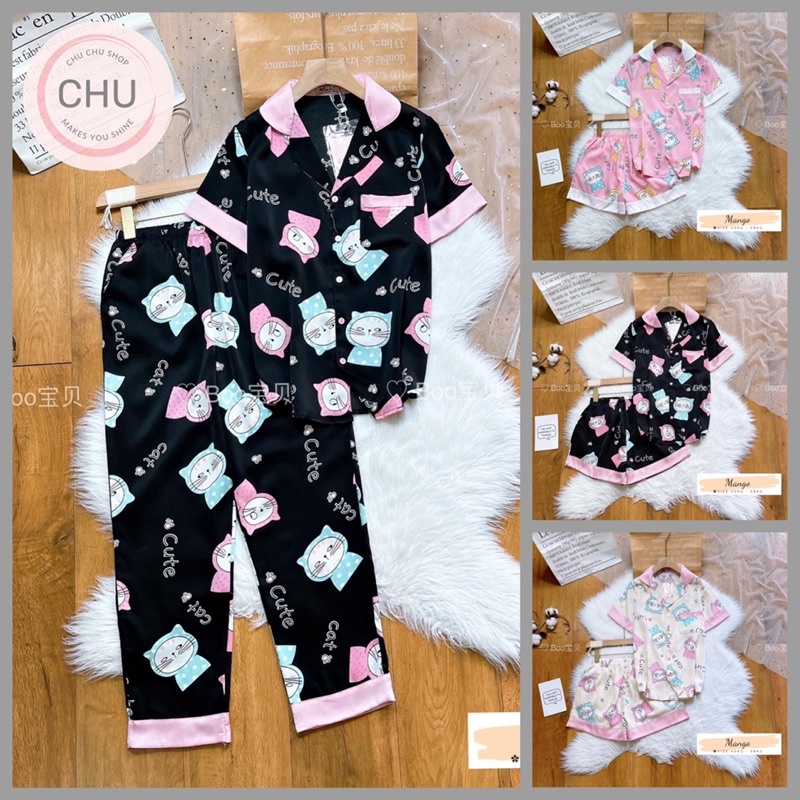 Đồ Bộ Mặc Nhà Pijama Boo Lụa Mango Freesize(40-58kg) Form Đùi +TNQD_Hoả Tốc HCM